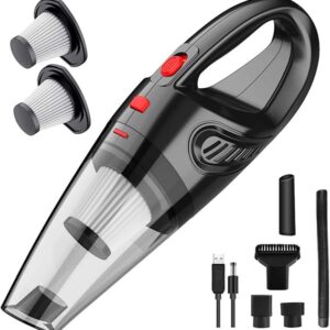 Handheld Vacuum, Hand Vacuum Cordless with High Power, Mini Vacuum Cleaner Handheld Rechargeable for Home and Car Cleaning