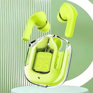 Pack of 12 - Air31 Earbuds Wireless Crystal Transparent body - with silicone pouch (random color)