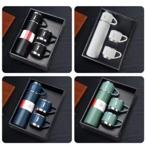 Vacuum Flask Set 3 Cup 500 Ml Double-layer Stainless Steel Vacuum Flask Set ( Random Color )