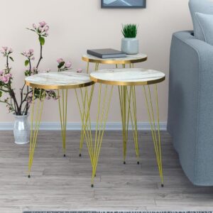 1 Piece white Coffee Table Metal Legs Coffee Table  Home Essential