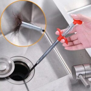 Stainless Steel Hair Catching Drain Cleaner Wire Spring Sink Cleaning Stick (90cm)