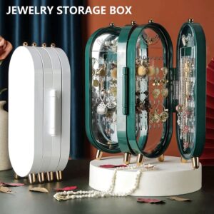 Jewellery Box Organizer with Mirror – Foldable Exquisite Dustproof Jewelry Storage Case Metal Display Stand for Earrings, Necklaces & Bracelets