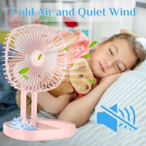 Mini 2 in 1 Portable Fan with LED Light, USB Rechargeable |  7 Inch Portable Travel Fan | Desk Fan 3 Speeds Folding Table Fan Quiet 185° Rotation USB Plug-In