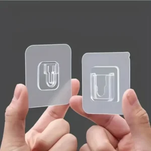 Transparent Double Sided Male Female Adhesive Hooks for Bathroom Kitchen Office Hanging - Pair