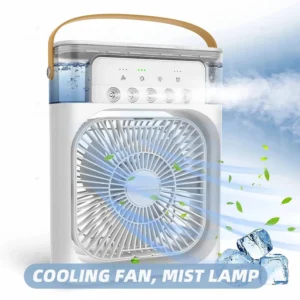Portable Air Conditioner Fan USB Electric Fan with LED Night Light, Fine Mist Water, and Humidifier Function | Led Night Light Water Mist (Random Color)