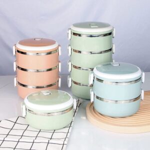 Multi-Layer Heat Preservation Leakproof Stainless Steel Lunch Box Food Container  (random color) - 2 layer