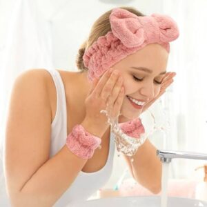 3 Pieces Set Kiss Lovely Wrist Strap - Face Wash Headband and Wristband Soft fabric