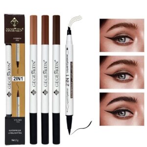 1Pc Gegemoon 1Pcs Waterproof 2 In 1 Long Lasting Liquid Eyeliner & Liquid Eyebrow Pencil