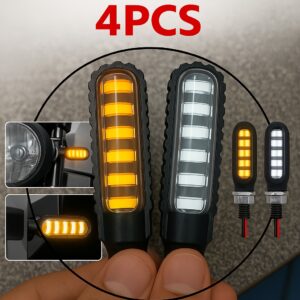 Bike Indicator HeartBeat Running Style With LAVA DRL Yellow-White/Yellow-Red/Yellow-Blue | Fancy Universal Indicator For Motorcycle | Heartbeat Indicator | Mini Fancy Indicator for Bike - 4 Pcs