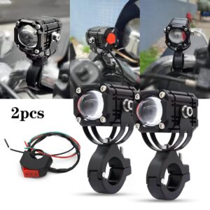 Universal Motorcycle LED Auxiliary Headlight – High/Low Beam Super Bright Fog & Driving Light with Waterproof IP65 Spotlight for All Bikes and Weather Conditions - Pack Of 02 + Button