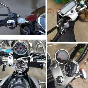 Universal Waterproof Chrome Motorcycle Handlebar Clock – Luminous Quartz Watch for Bikes | Stylish and Durable ( Silver)