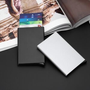 Pop_up Card Holder | Anti-theft ID Credit Card Holder Thin Aluminum Metal Wallet | Credit Card Box Card Holder |  Pocket Cover Bank for Women Men ( Black)