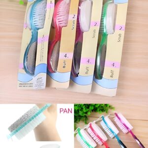 4 In 1 Foot Scrubber | Multi Use Pedicure Paddle Brush - 4 Step Pedicure Cleanse, Scrub, File And Buff (Random color)