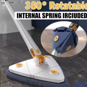 Extended Triangle Mop 360 Twist Squeeze Wringing Window Glass Toilet Bathroom Floor Household Cleaning Ceiling (Random color)