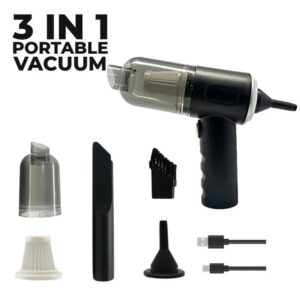 Powerful 3-in-1 Cordless Handheld Vacuum Cleaner with LED Light - Wet & Dry, Strong Suction for Car, Sofa, Carpet & Home Cleaning (With box)